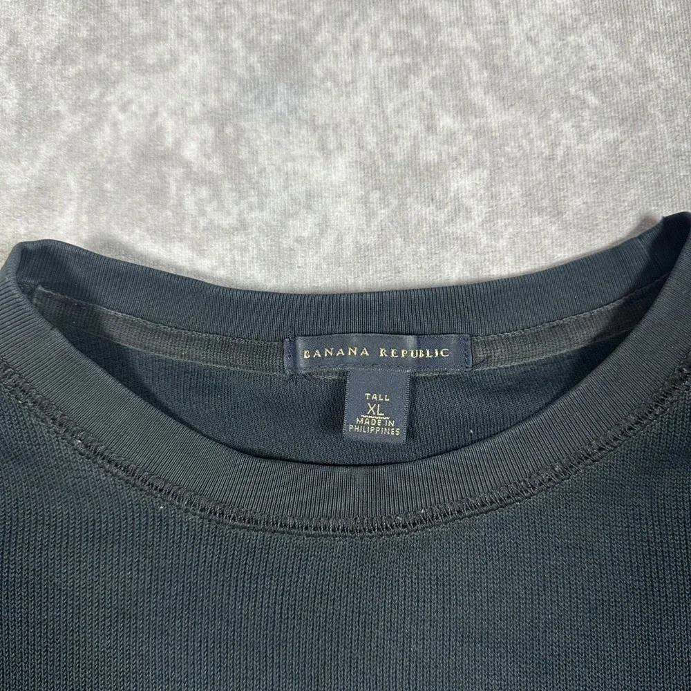 Banana Republic Mens XL Tall Black Long Sleeve Cotton Ribbed Crewneck Sweater